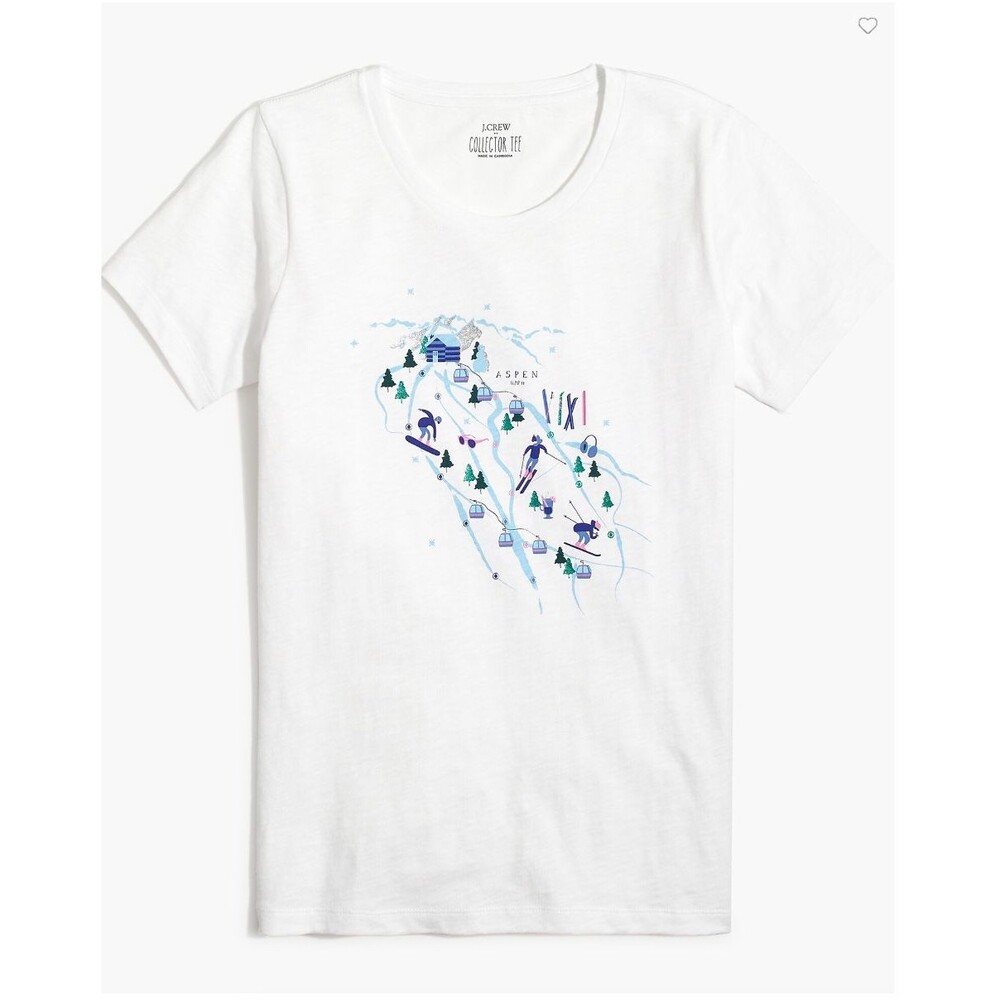 J Crew Collector Aspen Ski map graphic tee S